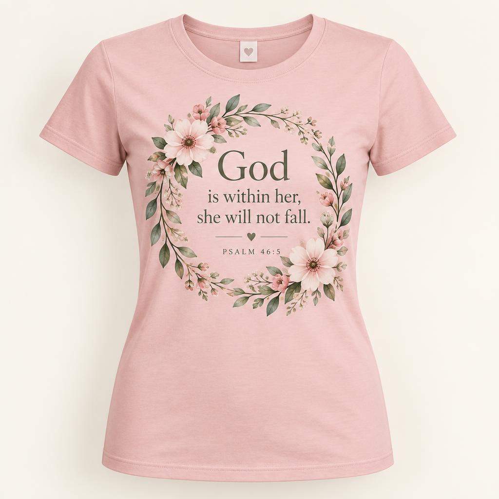 Psalm 46:5 God Is Within Her Fitted Tee