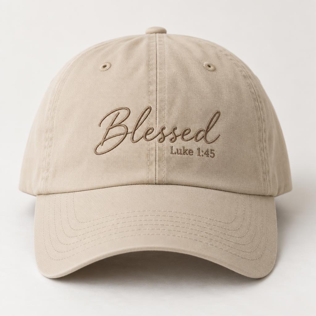 Blessed She Is Embroidered Cotton Cap